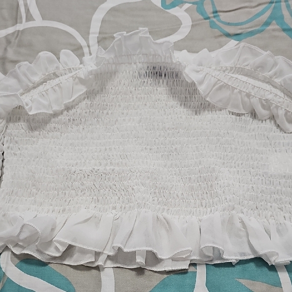 White Off-Shoulder Ruffle Top - Picture 3 of 7